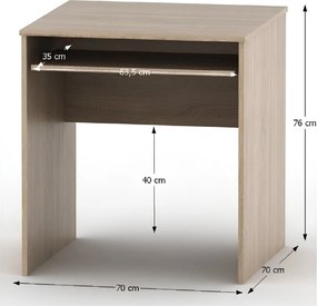 Íróasztal kihúzható billentyűzettartóval, tölgy sonoma, TEMPO ASISTENT NEW 023