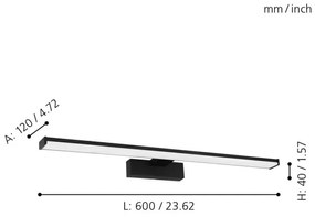 Eglo 780431 - LED fürdőszobai tükörmegvilágítás BETETA 11W/230V 60 cm IP44 fekete