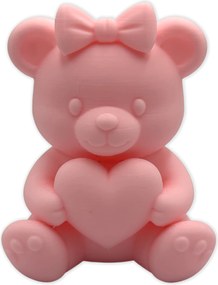 Mackó figura szívvel Rózsaszín Valentin nap Dekoráció Figura Ajándék 11cm