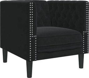 vidaXL fekete bársony Chesterfield kanapéfotel