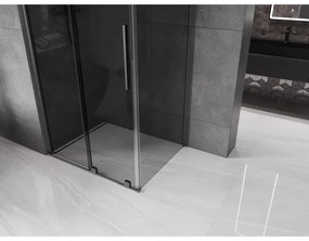 Mexen Velar, tolóajtós zuhanykabin 140 x 90 cm, 8mm szürke üveg, polírozott grafit, 871-140-090-41-66