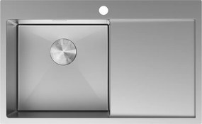 Mexen Exar rozsdamentes acél mosogatótálca 1 rekesszel, bal oldali csepegtető, 780 x 480 mm, inox - 6433781010L-01