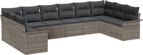 vidaXL Kerti Kanapé Szett párnával 10 pcs Szürke polirattan