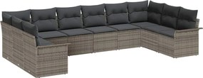 vidaXL Kerti Kanapé Szett párnával 10 pcs Szürke polirattan