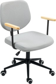 HOMCOM Íróasztali Szék Fa Karfával és Állítható Magasságú Forgószék Tanulószobába - Teherbírás: 120 kg - Szürke | Aosom