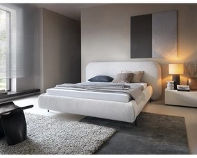 Bézs kárpitozott ágyneműtartós franciaágy ágyráccsal 140x200 cm Pointt – ELTAP