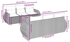 7 részes bézs polyrattan kerti ülőgarnitúra párnákkal