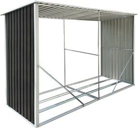 Tűzifa tároló, antracit/fehér, 302x121,5x191 cm, DARYL TYP 3