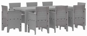 vidaXL Kert étkező szett 9 pcs Világosszürke Polipropilén
