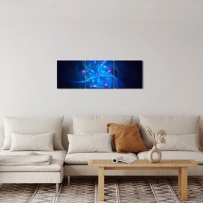 Modern kép kék absztrakció (órával) (90x30 cm)