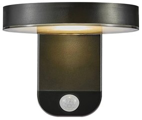 NORDLUX Rica Round kültéri fali lámpa, fekete, 3000K melegfehér, SOLAR LED, max. 5W, fényforrással, 480 lm, 15cm átmérő, 2118141003
