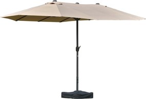 Outsunny Kerti Napernyő 4,6L x 2,7W x 2,4H m, Ráncigálós Nyitás-Zárás, Homokzsák és Állvány Tartozék, Erkélyre, Medencéhez, Khaki | Aosom
