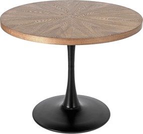 Kerek étkezőasztal LINO, 100 cm dió/fekete