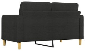 kétszemélyes fekete szövetkanapé 140 cm