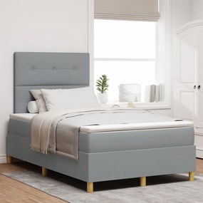 Box Spring ĂĄgy matraccal, vilĂĄgosszĂŒrke, 120x200 cm szövet