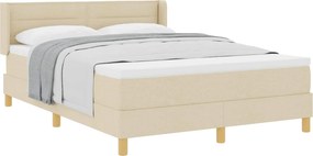 vidaXL Rugós Ágy matracmal fejtámlával Krém 140 x 190 cm szövet