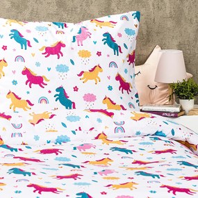 4Home Unicorns gyermek pamut ágyneműhuzat, 160 x 200 cm, 70 x 80 cm