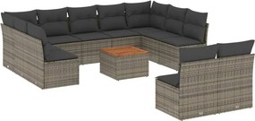 vidaXL 12 részes szürke polyrattan kerti ülőgarnitúra párnákkal