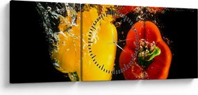 Kép - paprika a vízben (órával) (90x30 cm)