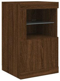 barna tölgy színű tálalószekrény LED-ekkel 123 x 37 x 67 cm