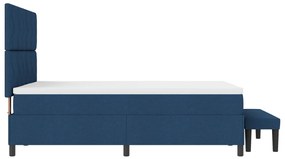 Box Spring ágy matraccal és paddal, kék, 140x200 cm szövet