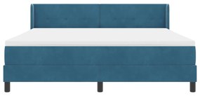 Boxspring Ágy Mattal Sötétkék 180x200 cm Bársonyos