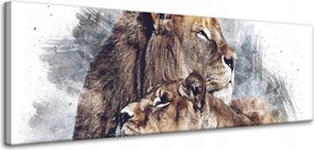 Vászonkép Modern Művészet Oroszlán pár Természet 120x40 cm