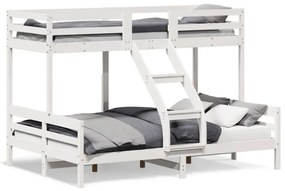 fehér tömör fenyőfa emeletes ágy 90 x 200/140 x 200 cm