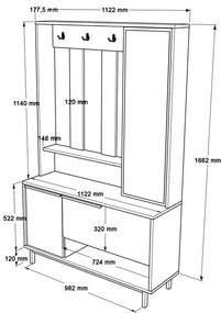 Once Walnut and Oak cipősszekrényes akasztó