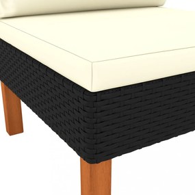 polyrattan és tömör eukaliptuszfa középső kanapé
