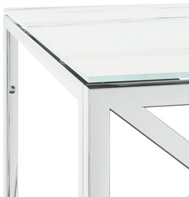 Üveg és rozsdamentes acél dohányzóasztal 110x45x45 cm
