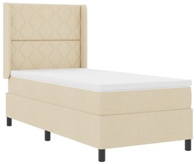 Boxspring Ágy Matrac Nélkül Krém 90x200 cm Szövet