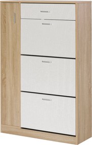 HOMCOM 3-ajtós cipőszekrény 18-27 pár cipőhöz, modern cipőtartó fiókkal és ajtóval, 84x30x132 cm, természetes fa | Aosom