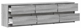 szürke sonoma színű szerelt fa LED-es TV-szekrény 180x34x50 cm