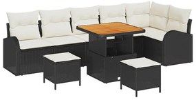 vidaXL Kerti Kanapé Szett párnával tárolóval 9 pcs Fekete és Krém