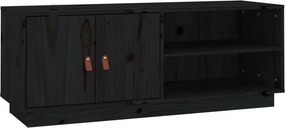 vidaXL fekete tömör fenyőfa TV-szekrény 105 x 34 x 40 cm