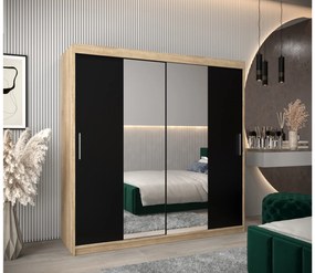 Ruhásszekrény 200 cm Toki 1 (szonoma tölgy + matt fekete). 1064941