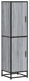 Highboard szürke sonoma 35,5x35x139 cm gépelt fa és fém