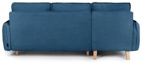 Kék kordbársony kinyitható sarokkanapé (variálható) Tori – Bonami Selection