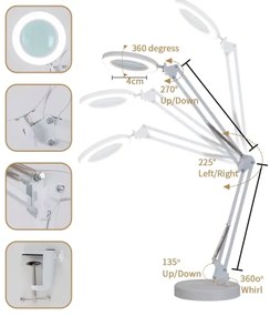 Brilagi - LED Dimmelhető asztali lámpa nagyítóval LED/12W/5V 3000/4200/6000K fehér