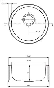 Deante Twist, rozsdamentes acél munkalap mosogató 1 kamrás B/O 420x170 3,5" + szifon, szatén mintás, ZHC_0803