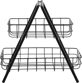 GRID két emeletes fém tároló, fekete 33 cm