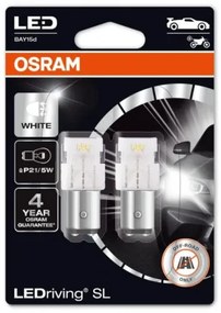 LED lámpa , égő , autó izzó , jelzőlámpa/irányjelző , 2 db-os csomag , P21/5W , 2.50/0.5 Watt , hideg fehér , Plug&amp;Play , OSRAM LEDriving , HL Easy