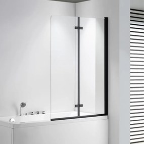 Stuxi Ravenna 100x140 cm 2 szárnyú összecsukható kádparaván, 6 mm vízlepergető üveg, matt fekete