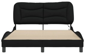 fekete szövet ágykeret LED-ekkel matrac nélkül 120x200 cm