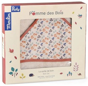 Krémszínű pamut kapucnis gyerek törölköző 80x80 cm Pomme des Bois - Moulin Roty