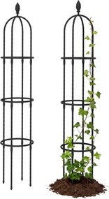 Outsunny 2 db acél kerti obeliszk, 174 cm – kúszónövény-, rózsa- és zöldségtámasz, fekete | Aosom