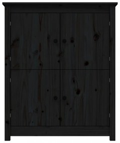 fekete tömör fenyőfa tálalószekrény 83 x 41,5 x 100 cm