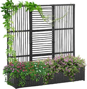 Outsunny Rámpás Ágyás Rácsos Rattan Stílusú Virágoskert Dobozban Kúszó Növényekhez, 103 x 103 x 29 cm, Fekete | Aosom