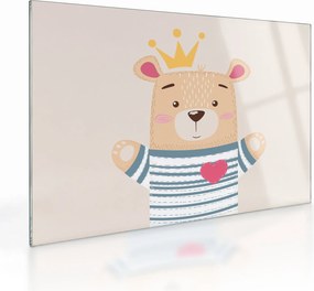 Üveg kép - Teddy maci koronával (70x50 cm)